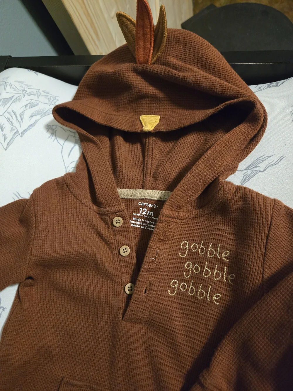 Carter's Brown 'Gobble Gobble' Hooded Turkey One-Piece